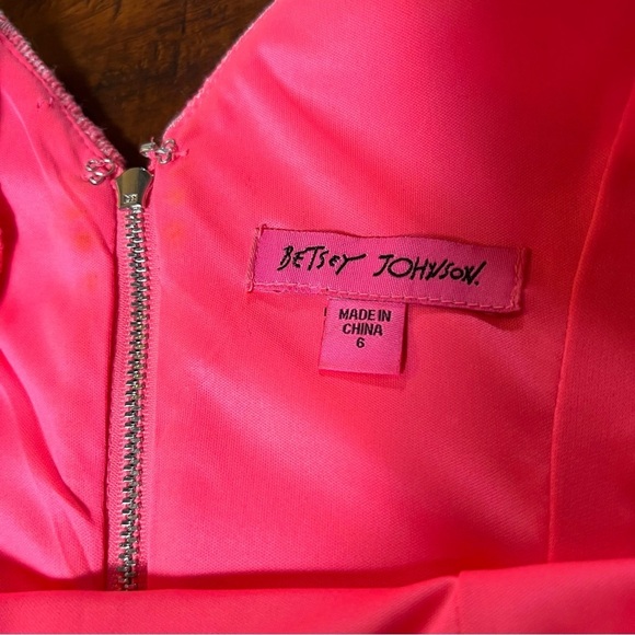 BETSEY JOHNSON Jacquard Structured Pink Mini A-Line Dress Size 6 - Picture 10 of 13